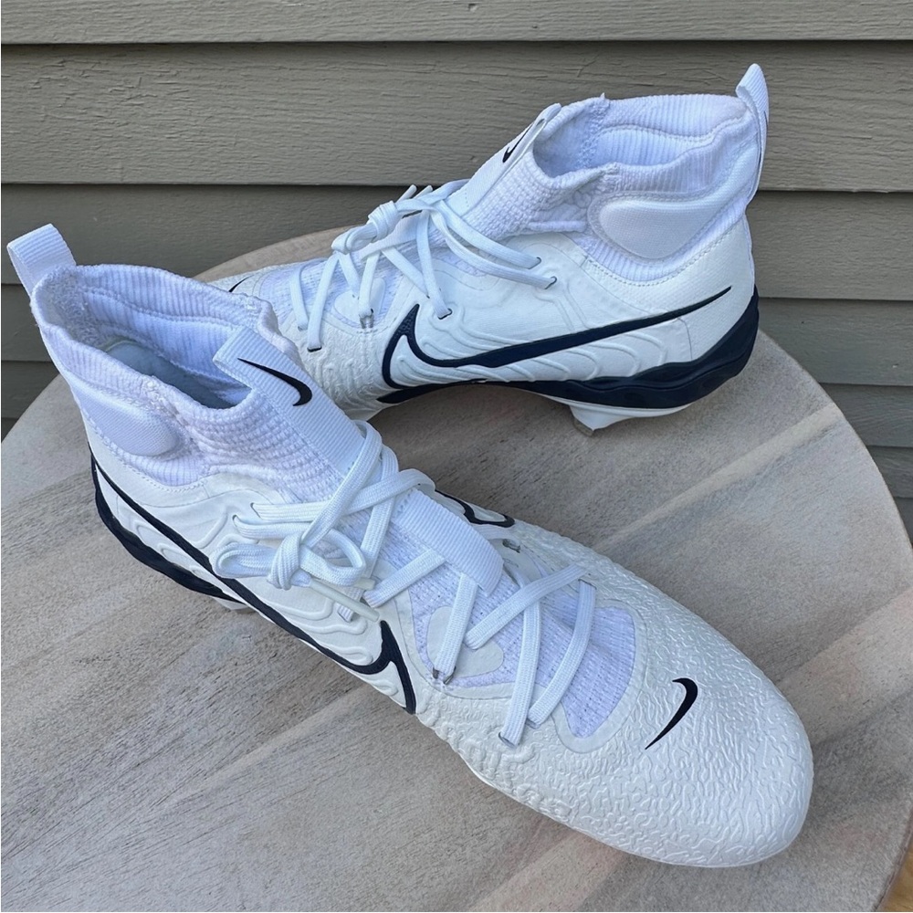Nike Alpha Huarache NXT White & Navy Metal‎ Men’s Baseball Cleats Sz 7.5 - Picture 6 of 8